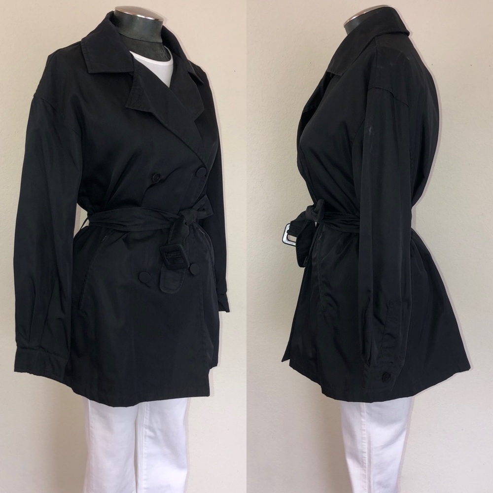 Prada 90’s Black Double-Breasted Belted Jacket - Picture 2 of 8